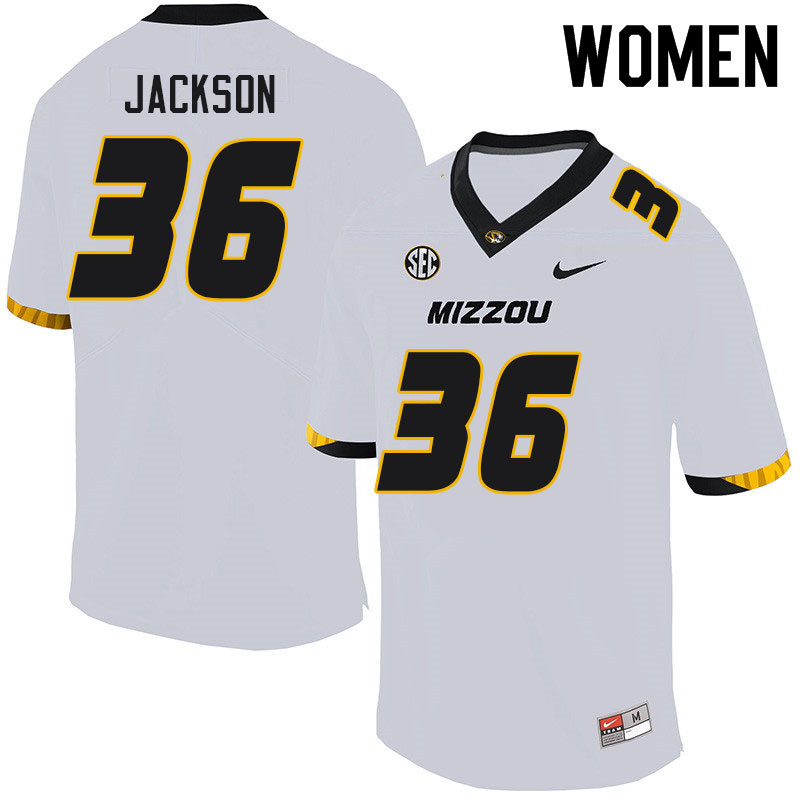 Women #36 DJ Jackson Missouri Tigers College Football Jerseys Sale-White - Click Image to Close